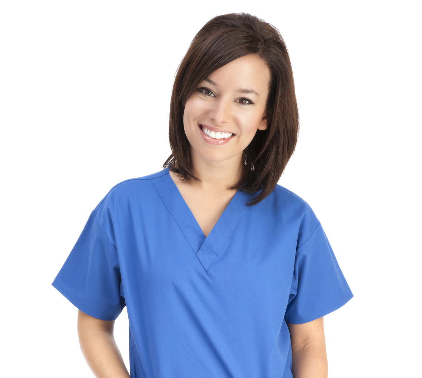Young Friendly Nurse in Blue Scrubs